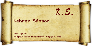 Kehrer Sámson névjegykártya